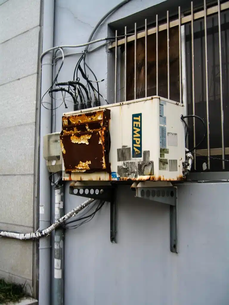 white AC unit inverter, how to reduce heat pump noise complaints.