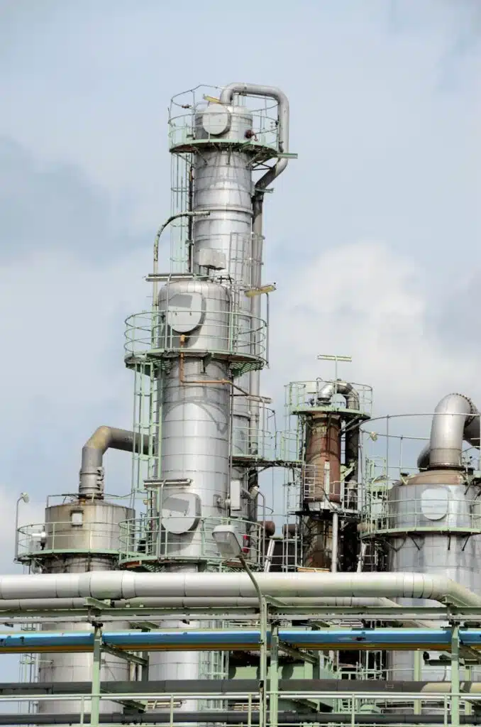 white and brown factory under blue sky during daytime case study for industrial installation at a major refinery of new plant.
