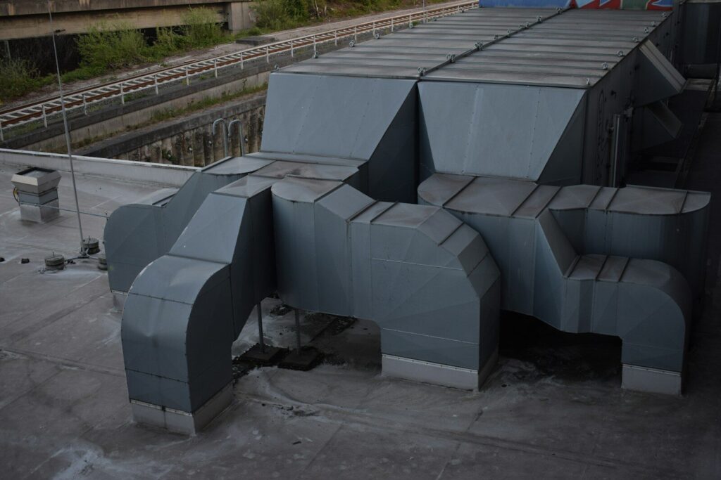 a large grey structure for ventilation and air handling